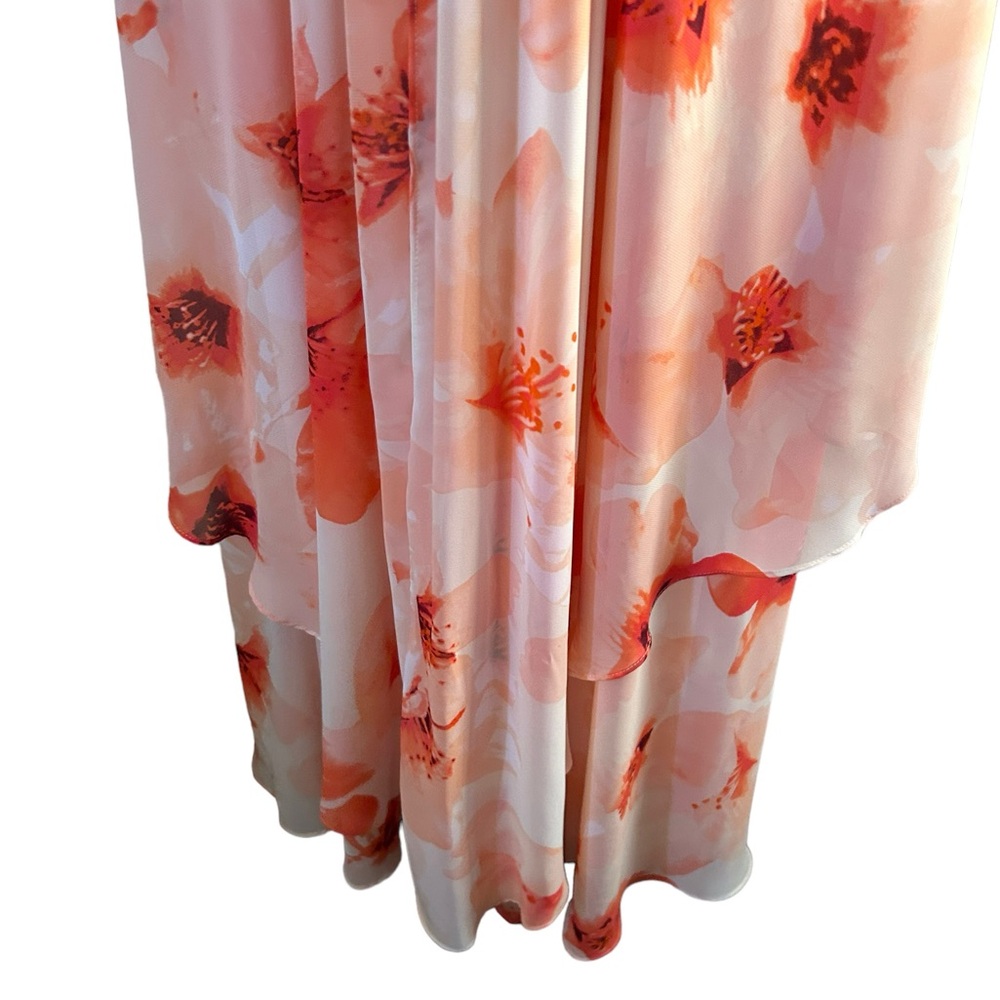 Eliza j fairycore floral romantic layer flowy maxi sz 4 dress whimsical coral - Picture 16 of 16